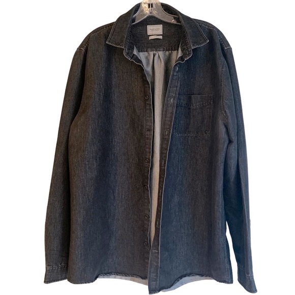 Frank & Oak Black Denim Button Down Shirt - Picture 1 of 10